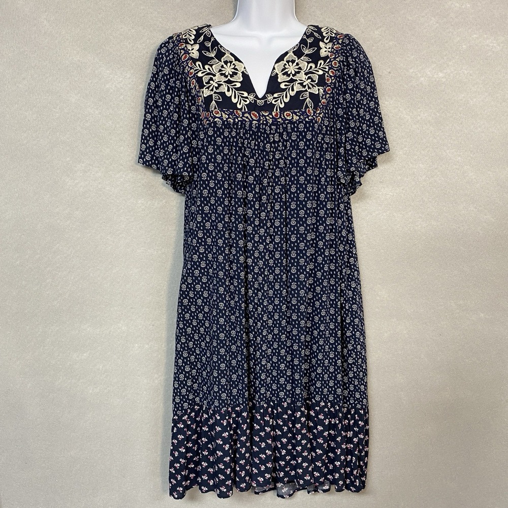 One September Women's Anthropologie Dress Alpina Tunic Cottagecore Embroidered L